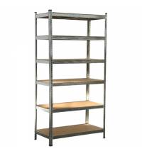 Стеллаж металлический BOOMHOUSE (БУМХАУС) безболтовой, в2000*ш1000*г500мм, 6 полок МДФ, серебристый, 291416