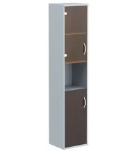 Шкаф колонка с малой глухой и стеклянной дверьми СУ-1.4(L) Венге Магия/Металлик 406*365*1975